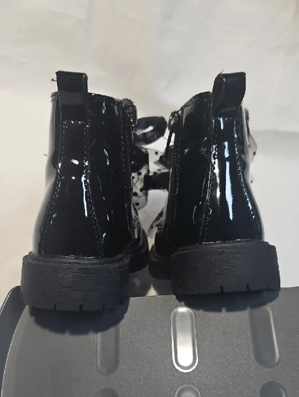 Jessica Simpson Daria Baby Patent Black Girls' Zipper Boots Tulle Bows Size 5